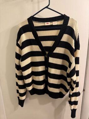 Levi's Black & Cream Striped V-Neck Cardigan